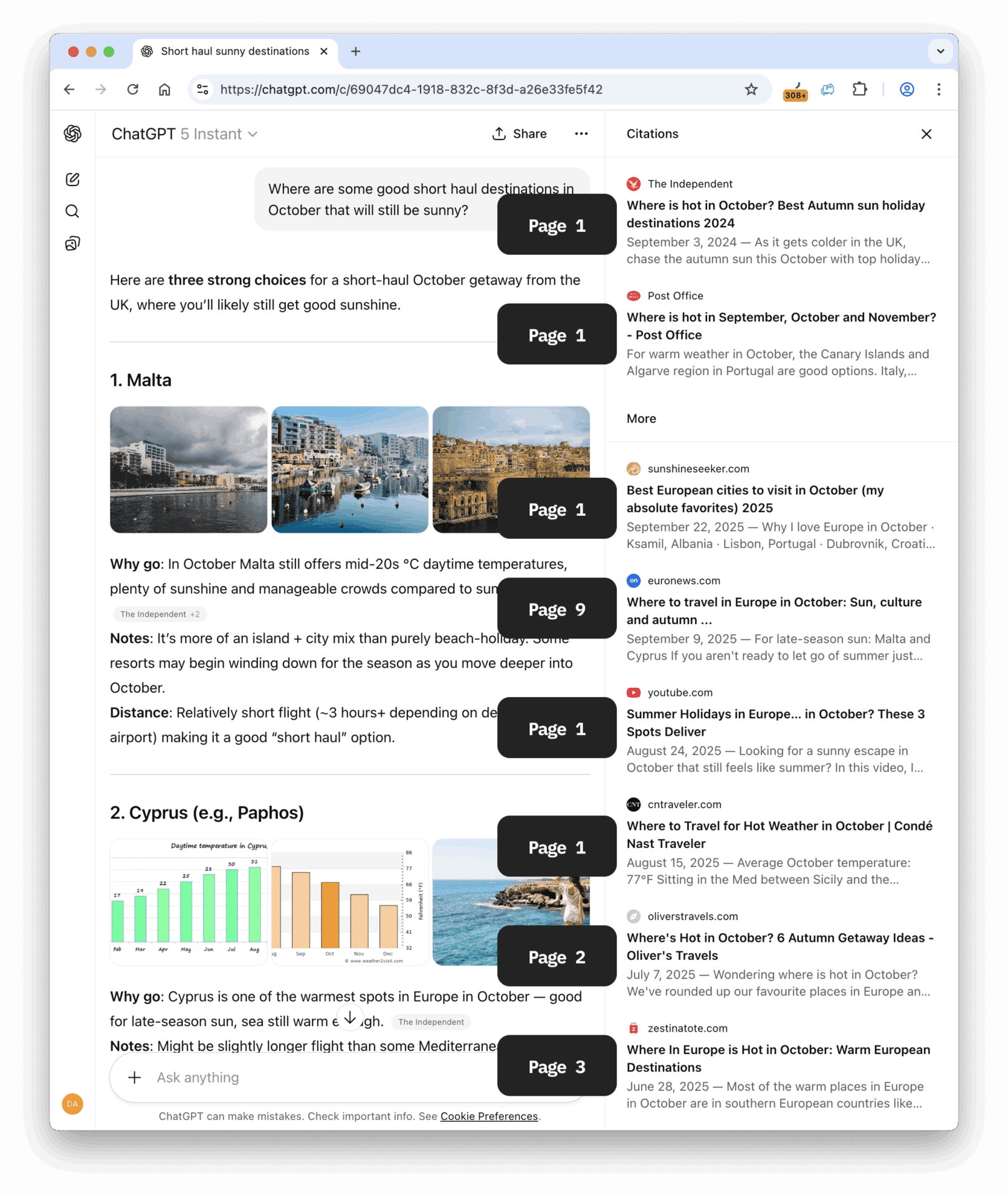 ChatGPT's cited sources